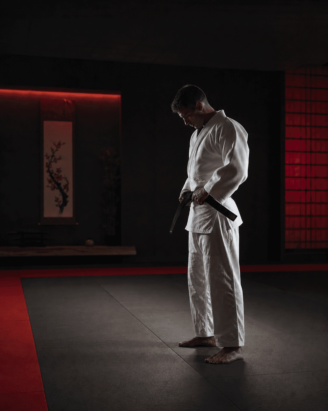 Judoka dans un dojo moderne